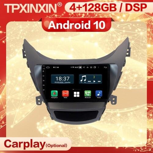 4+128G Carplay 2 Din Android 10.0 GPS Multimedia Stereo Receiver For Hyundai Elantra 2011 2012 2013 Radio Audio Player Head Unit