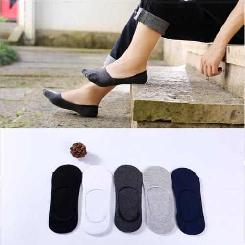 5 Pairs/Lot Men Cotton Spring Summer Socks Fashion Solid Silica Gel Non Slip Breathable boat Casual Stealth Socks