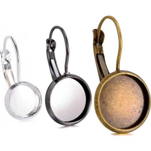 50Pcs Gold Silver Color Fit 10mm 12mm 14mm 16mm Cabochon Cameo Settings Earring French Lever Back For DIY Findding