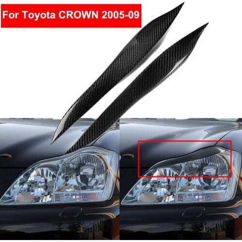2PCS Car Styling Real Carbon Fiber Headlight Eyebrow Eyelids For Toyota CROWN Trim Cover Sticker 2005-2009 Accessory Parts