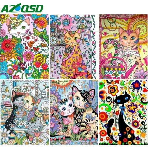 AZQSD Diamond Painting Cat Mosaic Full Square Drill Home Decor Handicraft 5D Diamond Embroidery Sale Animal Handmade Craft