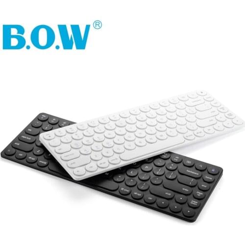 B.O.W Rechargeable Keyboard Bluetooth, Work with 3 Devices Round Key Comfortable Typing for PC / Laptop / Smartphone /Tablet