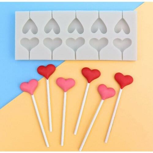 Love Heart Cake Mould Candy Chocolate Cube Lolly Mold Lollipop Jelly Tray Baking Tool
