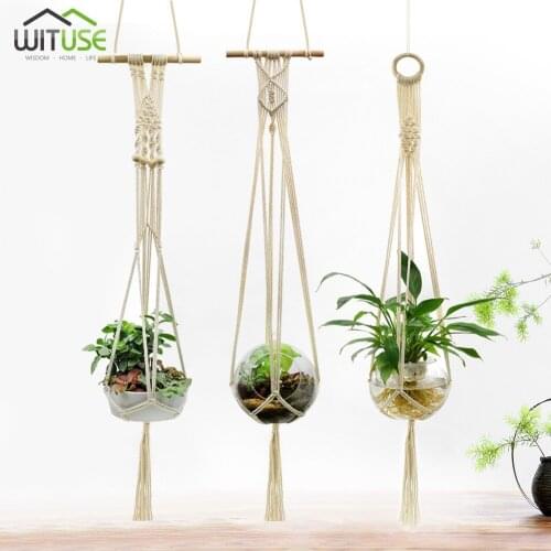 Cotton Linen Plant Holder Macrame Plant Hanger Pot Holder Hanging Basket Jute Rope Braided Large Holder