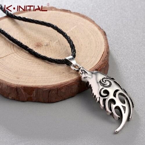 Kinitial Retro Norse Vikings Amulet Pendant Necklace Norse Animal Wolf Head Necklace Original Nordic Talisman Jewelry