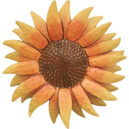 Wrought Iron Sheet Sunflower Wall Decoration Background Wall Hanging Household Wrought Iron Sun Flower Wall Ornament 12.2 Inches