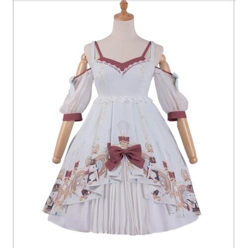 Cute Kawaii Lolita OP Princess Dress Cos Lolita Vintage Court Dress Sweet Loli Tea Party Bowknot Vestidos