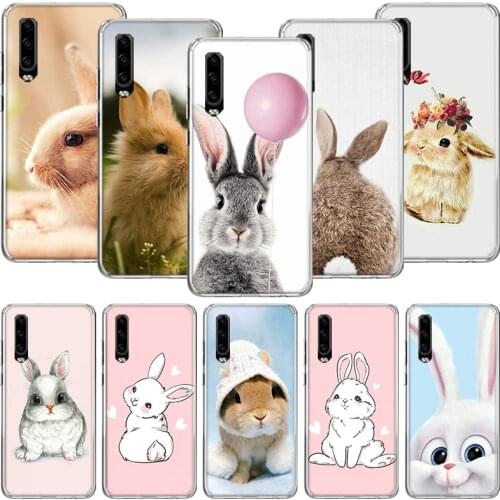 Cute White Baby Rabbits Phone Case For Huawei P30 P40 P20 P10 Mate 20 10 30 Lite Pro P Smart Z Plus Printing Cover Coque Shell