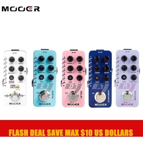 MOOER R7 Reverb Effect Pedal Tone Capture GTR Pedal,E7 Synth Effect Pedal,A7 Reverb Pedal Infinite Sustain,D7 Delay Pedal Looper