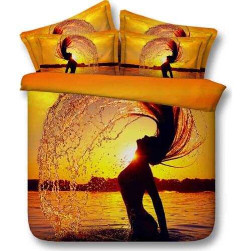 Sunset Duvet Cover sets 3D Ocean Bedding bed sheets spread bed in a bag linen bedspread Queen size Super King twin full 4PCS