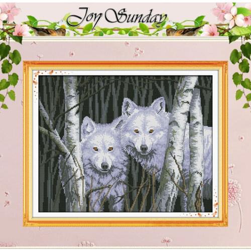 Wolves in Woods Counted Cross Stitch 11CT 14CT Cotton Cross Stitch animals Cross Stitch Kits for Embroidery Needlework Crafts