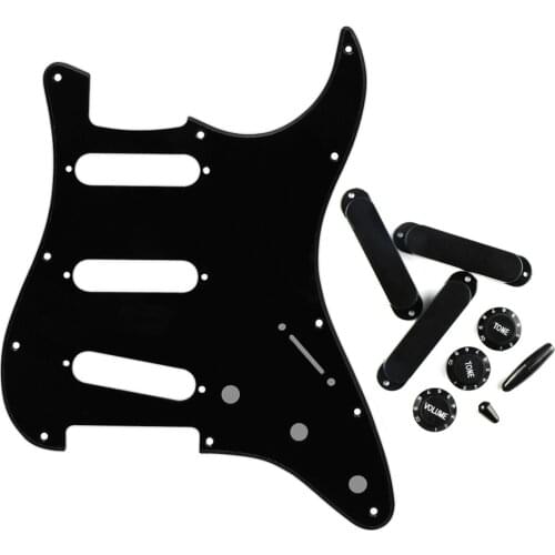 FLEOR Set of 11 Hole SSS ST Electric Guitar Pickguard Closed Pickup Covers 2T1V Knobs Switch Tips Guitar Accessories