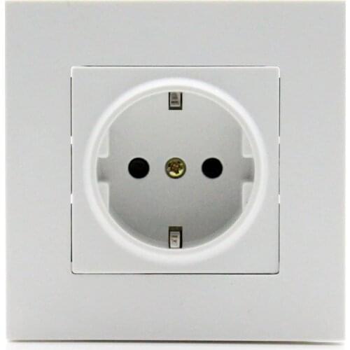 2018 Manufacturer New Arrival EU Standard Power Wall Socket, White Plastic, AC 110~250V 16A Wall Power Socket