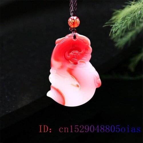 Jade Phoenix Pendant Chinese Amulet Necklace Gifts Natural Jadeite Gemstone Charm Jewelry Carved Fashion Red White Women