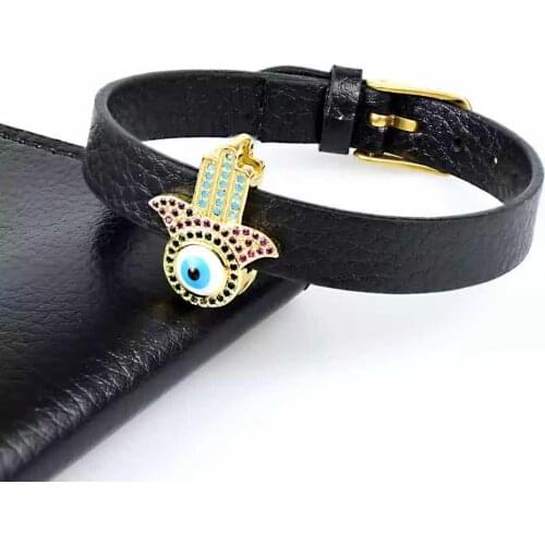 2021 new luxury rainbow zircon devils eye Fatima Bracelet Charm leather bracelet jewelry gifts for men and women