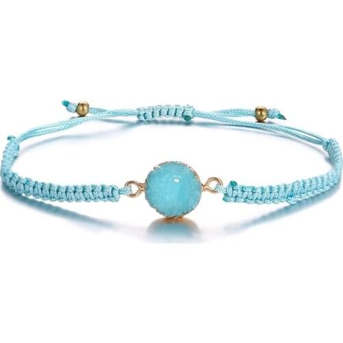 New round hand woven hand rope, simple and simple inlaid Crystal Bracelet