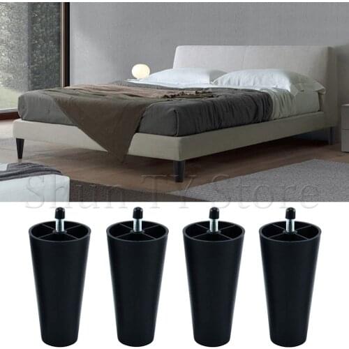 2 Pcs Multi-size Plastic Furniture Legs Round Tapered With M8 Bolts For Couch Cabinet Bed TV Cabinet Matte Process