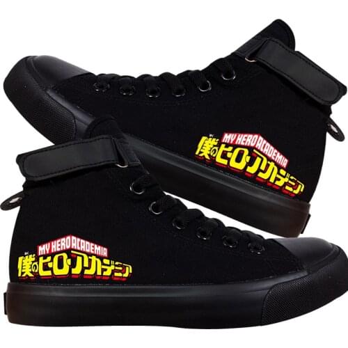 Men Women Canvas High Top Shoes New Cosplay Animation Around My Hero College Students Flat Bottom Velcro Shoes