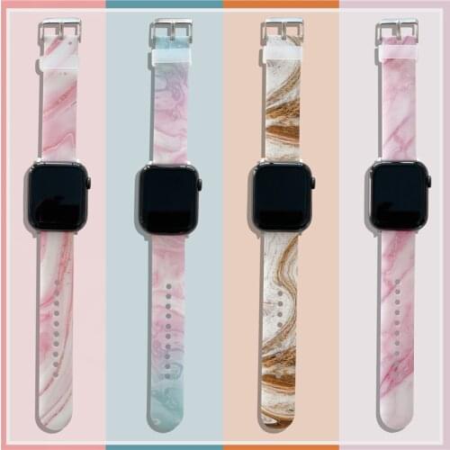 Glossy Marble Pattern IMD Loop Strap for Apple Watch 6 5 4 3 2 1 SE Sport Bracelet Band