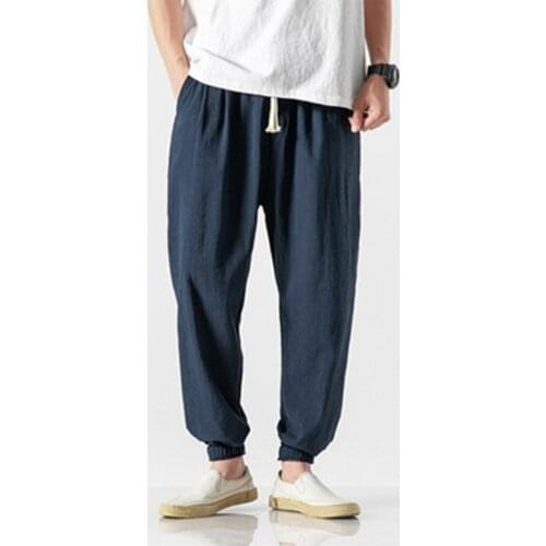 SIPERLARI 2021 Summer Cotton And Linen Sweatpants Mens Japanese Bloomers Mens Fashion Casual Lightweight Harem Pants Trousers