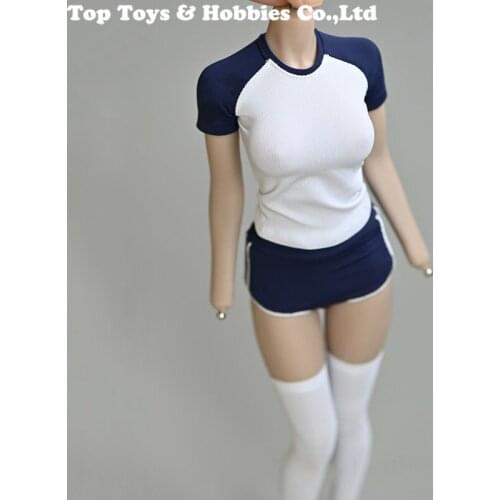 1/6 Scale Blue White Sports Suit Student T-shirt Short Sleeve Top shorts Pants Clothes Sets Toys For 12" Figure Body Doll