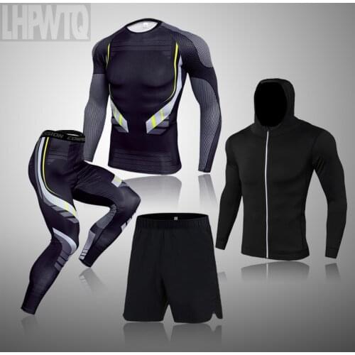 Winter Suit For Men 4 Piece Men Thermal Underwear Tracksuit Men MMA Thermal Underwear Clothing Rashgard kit Bodybuilding T-Shirt