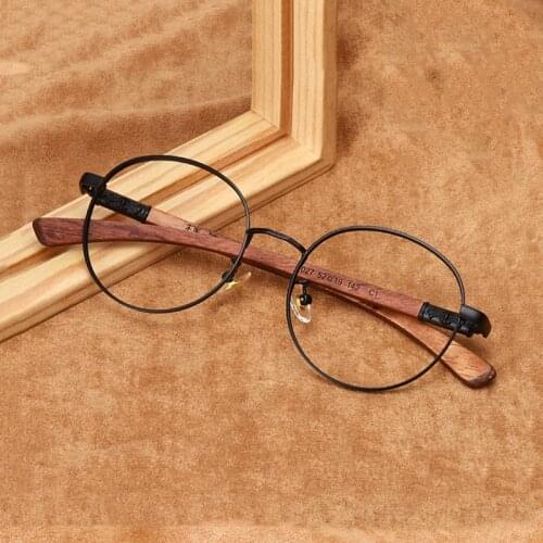 AZB Vintage Wood Round Man Women Decorative Glasses Optical Myopia Prescription Eyeglasses Frames Fashion Korea Japan Glasses