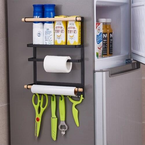 Refrigerator Rack Paper Towel Suction Iron Storage Hook Kitchen Storage Rack Nail-free Kitchen Storage Storage Rack