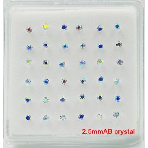 925 Sterling Silver 2.5 mm Crystal Nose Stud Nose Pin Bone Unisex Nariz Piercing Jewelry 36pcs/pack
