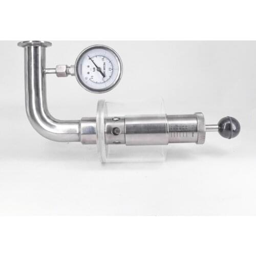 1.5" Tri Clamp 0.2-2.2 Bar Adjustable Pressure Relief Safety Valve Sanitary 304 Stainless + Pressure Gauge For Beer Fermenter