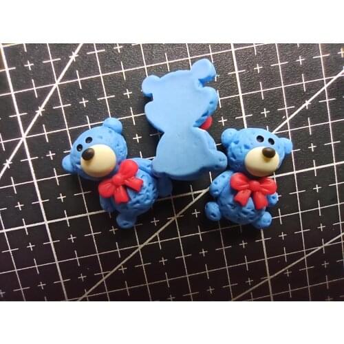 1pcs/lot resin flat back Simulation blue bear 23mm Cabochons Scrapbooking Hair Bow Center DIY Christmas decration
