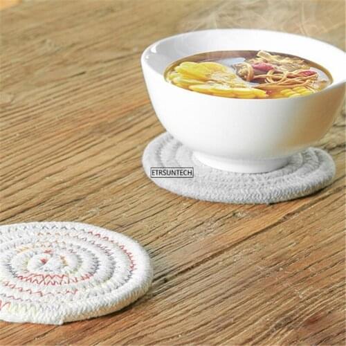 100pcs Macrame Cup Pad Tablecloth Table Mat Pure Handmade Cotton Braid Non-slip Insulation Mats For Kitchen
