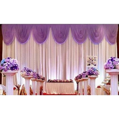 2018 new party stage backdrop wedding decoration backdrop 10ft * 20ft with lilac top swag Banquet venue decoration