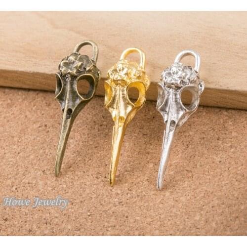 4pcs Retro Style alloy Crow Bird Skull Pendant Gothic charms Pendant diy earring fit bracelet D038