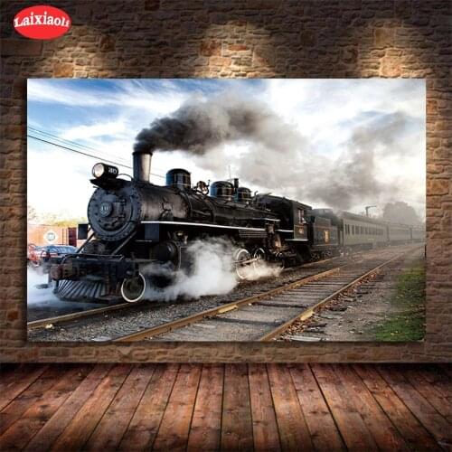 5D round Diamond Embroidery Classical-Steam-Locomotive, train Diamond Painting Full Square Mosaic Cross Stitch Handmade Gift