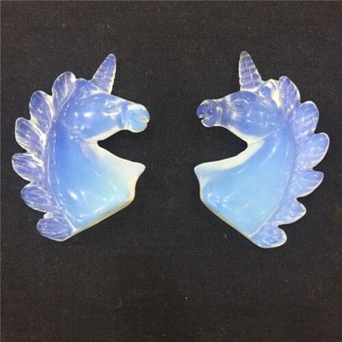 2pcs white opal handmade Unicorn figurine as gift for home decoration