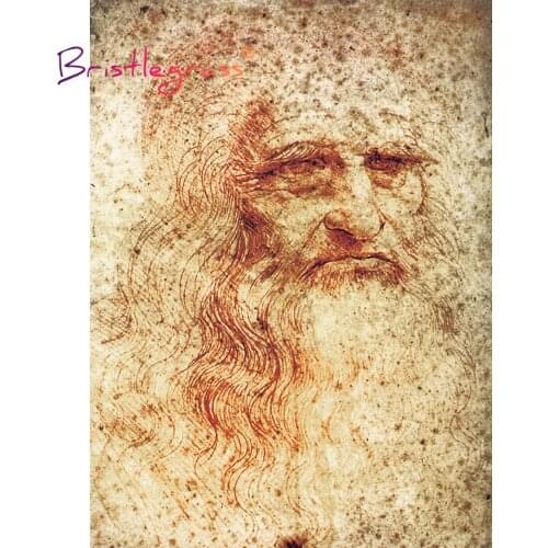 BRISTLEGRASS Wooden Jigsaw Puzzle 500 Piece Self Portrait Leonardo Da Vinci Educational Toy Collectibles Painting Art Home Decor
