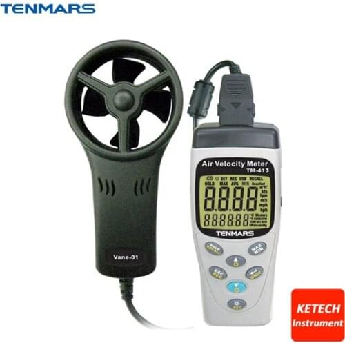 Digital Handheld Air Velocity Meter Temperature Tester Humidity Tester Datalogger TENMARS TM413