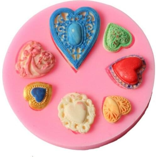 Valentines Day Heart Shaped Fondant Cake Silicone Mold Chocolate Clay Resin Mould Sugarcraft Cake Decorating Tools