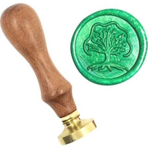 Tree Natural green life brass Wax Stamp wood handle,DIY Ancient Seal Retro Stamp,Personalized Stamp Wax Seal High Quality9