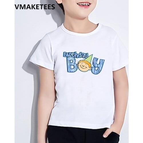 Children Happy Birthday Boy Letter Print T-shirt Baby Cartoon Funny Casual Clothes Kids Summer Short Sleeve Tshirt,HKP5251