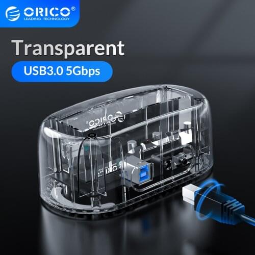 ORICO HDD Enclosure 3.5 Transparent USB 3 to SATA3.0 6Gbps HDD Docking Station UASP 16TB Drives for Notebook Desktop PC(6139U3)