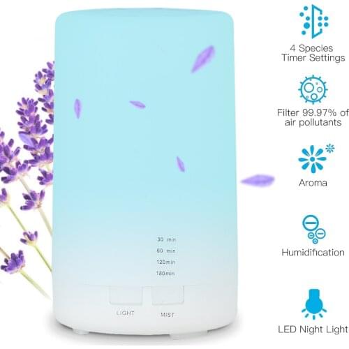 Home Car Portable Mini 125ml Ultrasonic Air Humidifier USB Charging 7 Color LED Light Aroma Essential Oil Diffuser With 4 Timer