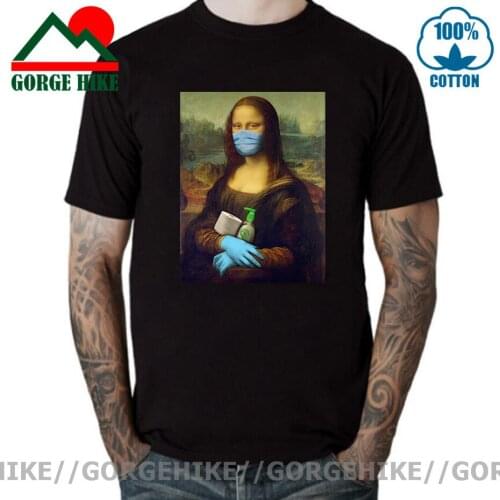 Mona Lisa Mask Parody Aesthetic Tshirts Vintage MICHELANGELO Art Funny T-Shirt for Men 2021 Popular T Shirt 100% Cotton Tops Tee