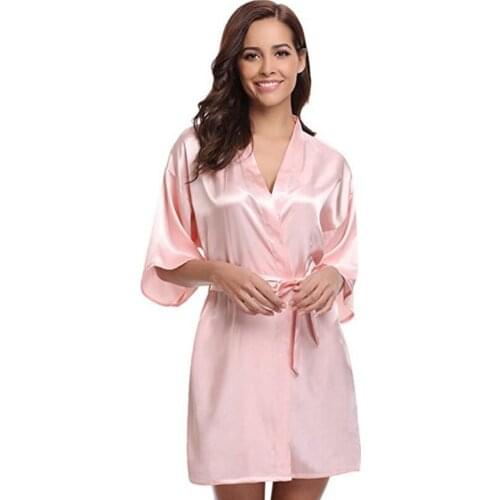 2019 New Faux Silk Kimono Robe Bathrobe Women Bridesmaid Robes Sexy Robes Satin Robe Ladies Dressing Gowns
