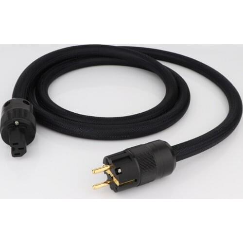 Preffair D517 OCC Silver Plated EU/US Version Mains Power Cord Cable With Gold Plated P-078 Power Plug IEC Connector