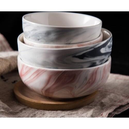 MUZITY Ceramic Bowls Marble Design 5/6 Inch Round Shape Porcelain Salad Bowl Or Rice Bowl