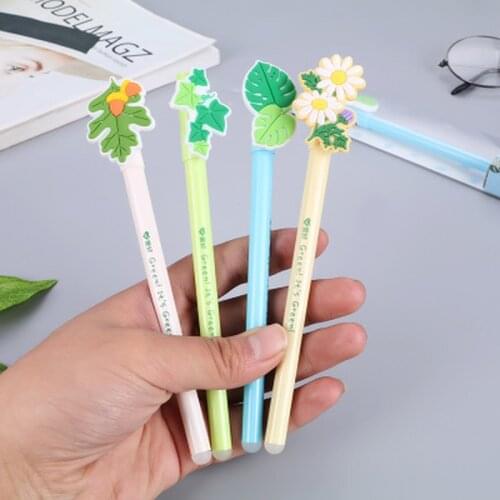 Leaf Erasable Pen Creative Cartoon Gel Pens Kawaii Stationery Erasable Pen Novelty Cute Kawaii Pens Learning Office Supplies