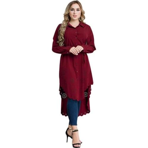 M-6XL plus size autumn Muslim Adult Fashion Abayas Islamic Muslim stitching Clothing Female Long-sleeved Arab Tops Shirt Wj1345