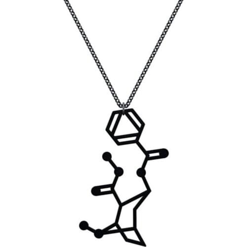Small Cocaine Molecule Necklace Color free Choice Silver or Gold or Matte Black Free Ship 12pcs/lot